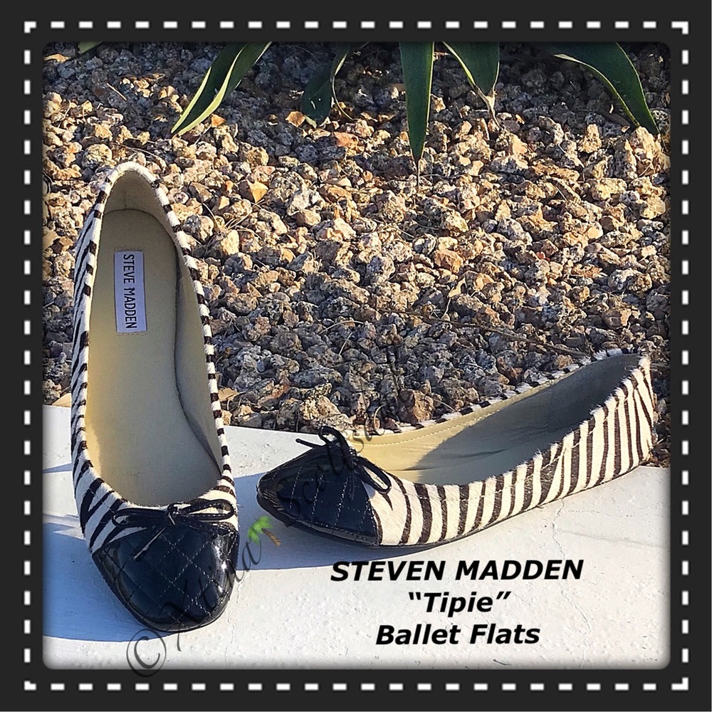 STEVE MADDEN Zebra Print Fur Ballet Flats Size 6